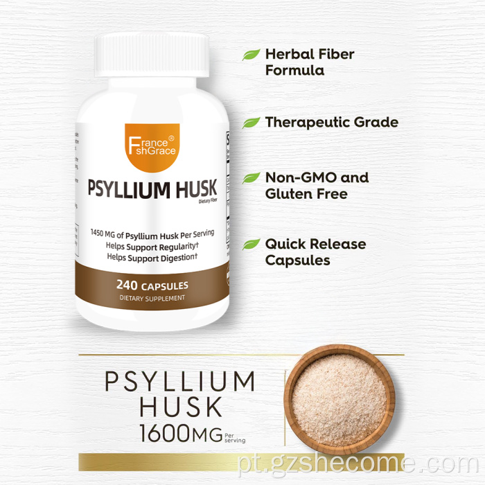 Shecome Psyllium Husk Cápsulas Saúde Digestiva